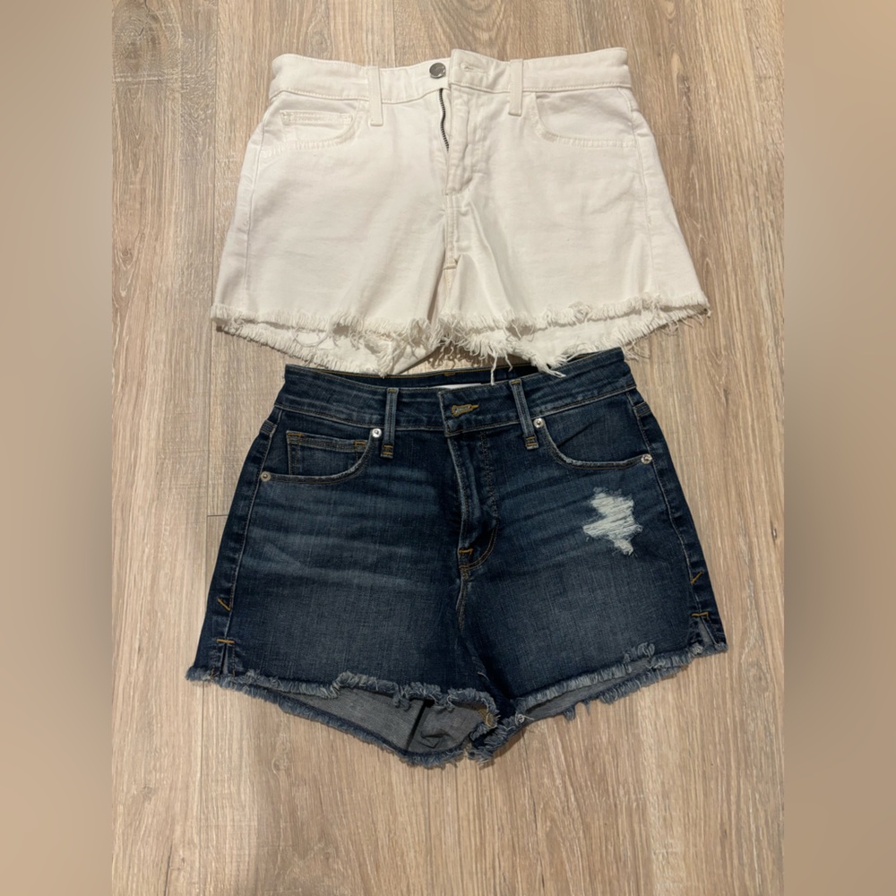 Size 25 Denim shorts- White (Joes Jeans) and blue denim (Good American)